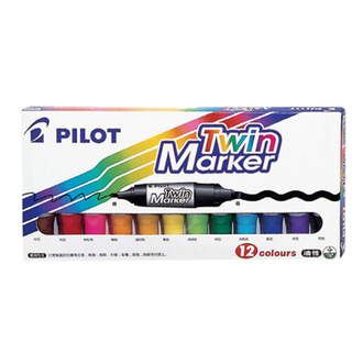 {振昌文具}【Pilot百樂】MFN-180FBN-12C-EX 雙頭麥克筆 (粗) 12色入 /盒