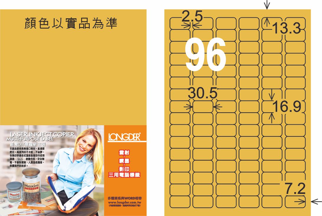 龍德 LD-859-M-C A4雷射影印標籤 金色 / 包