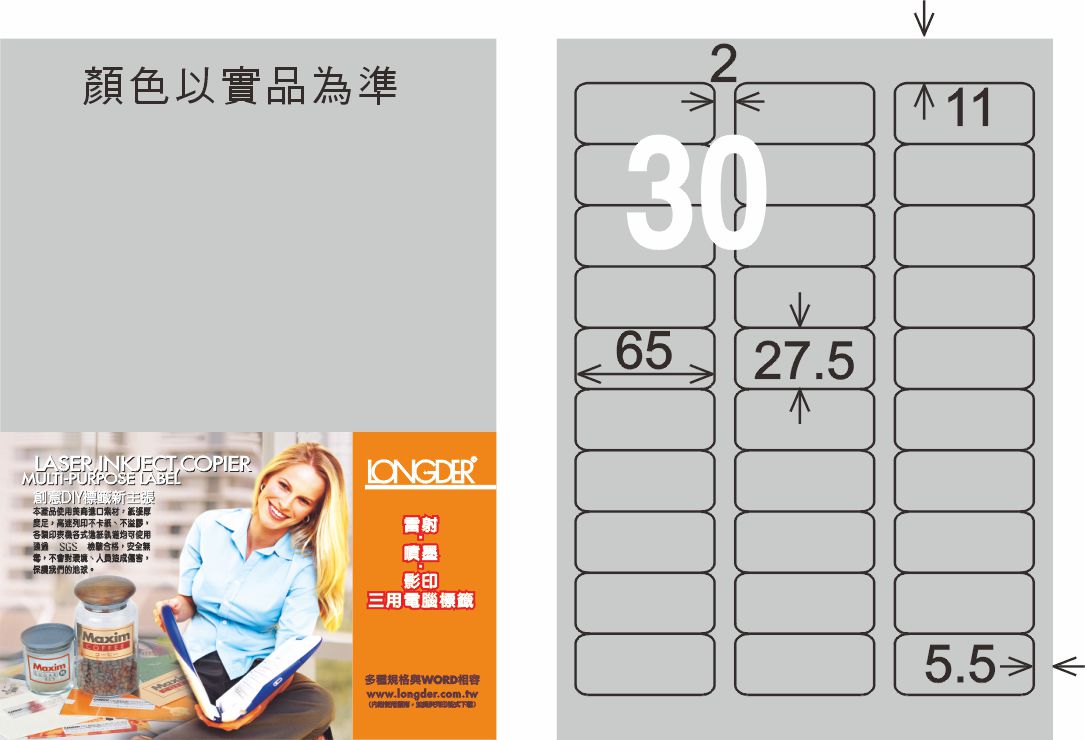 龍德 LD-852-S-C A4雷射影印標籤 銀色 / 包