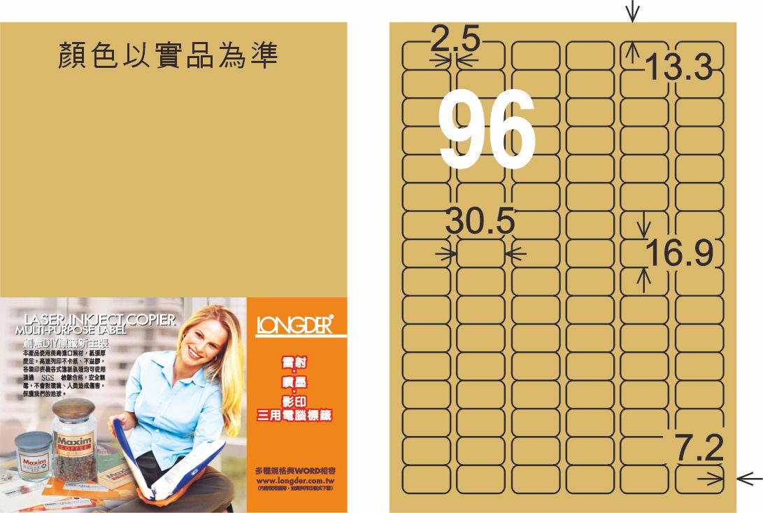 龍德 LD-859-C-C A4三用電腦標籤 牛皮紙 / 包