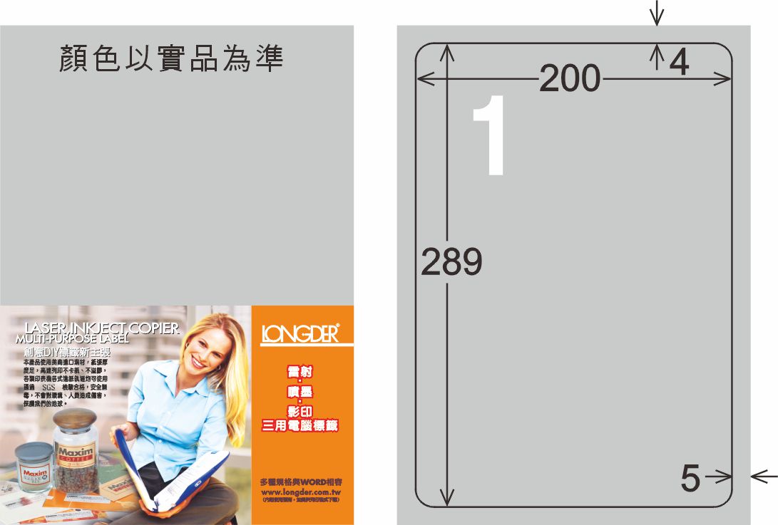 龍德 LD-860-S-C A4雷射影印標籤 銀色 / 包
