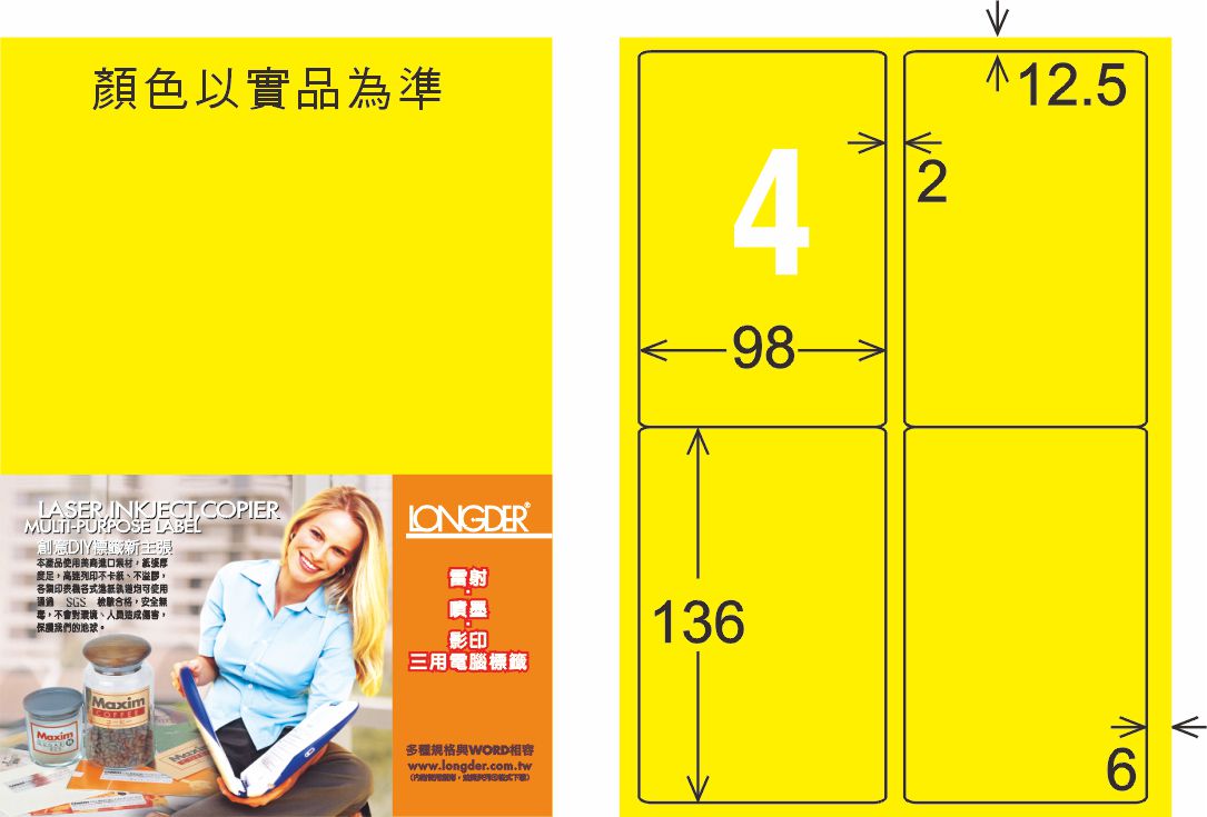 龍德 LD-856-AY-C A4雷射影印標籤 黃銅版 / 包