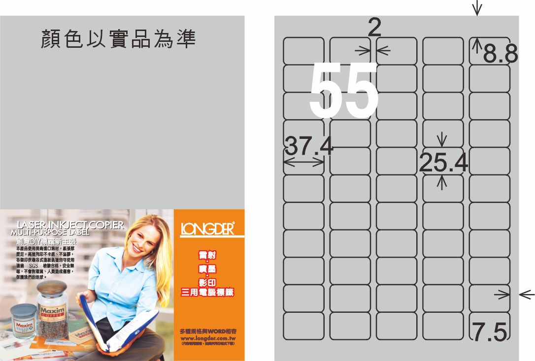 龍德 LD-853-S-C A4雷射影印標籤 銀色 / 包