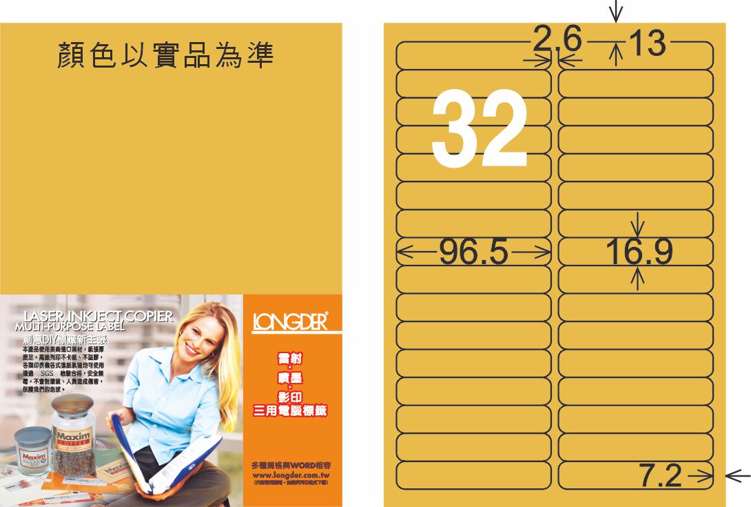 龍德 LD-858-M-C A4雷射影印標籤 金色 / 包