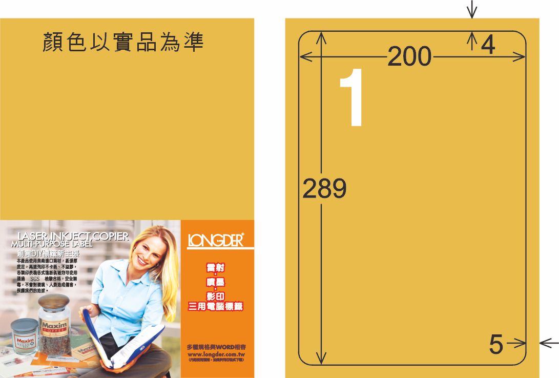 龍德 LD-860-M-C A4雷射影印標籤 金色 / 包