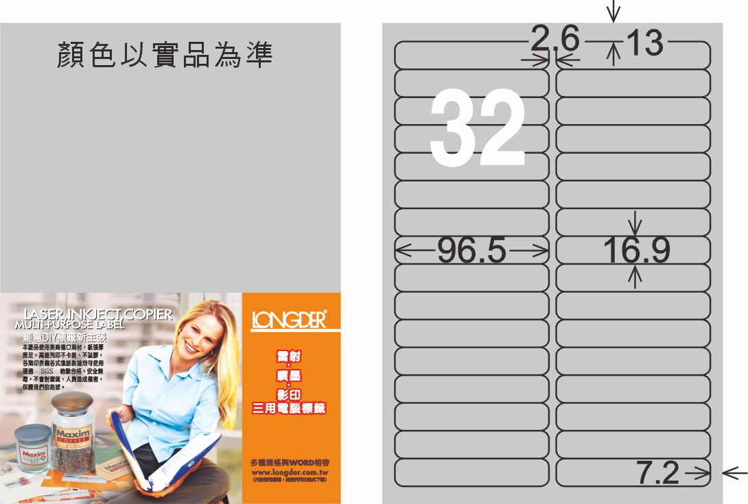 龍德 LD-858-S-C A4雷射影印標籤 銀色 / 包