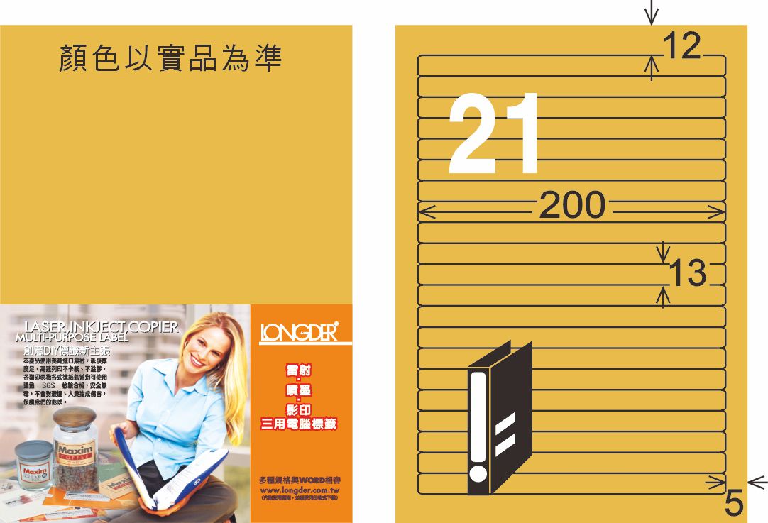 龍德 LD-855-M-C A4雷射影印標籤 金色 / 包