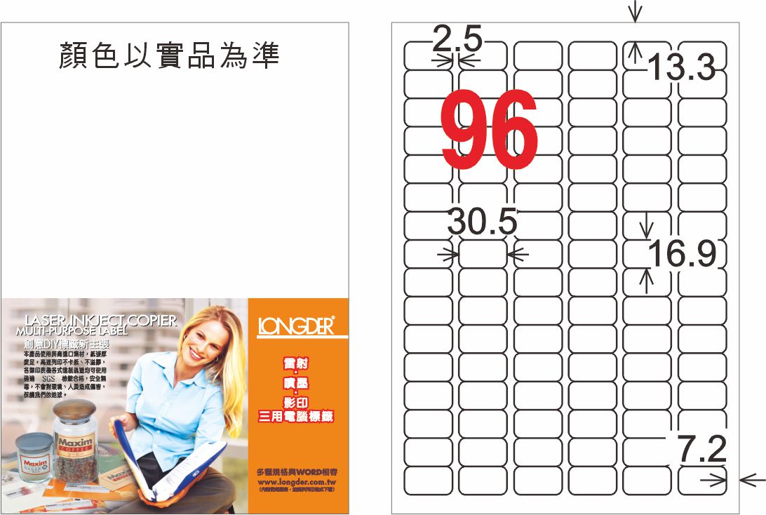 龍德 LD-859-A-C A4雷射影印標籤 白銅版 / 包