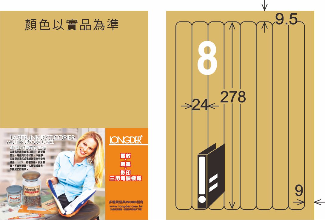 龍德 LD-866-C-C A4三用電腦標籤 牛皮紙 / 包