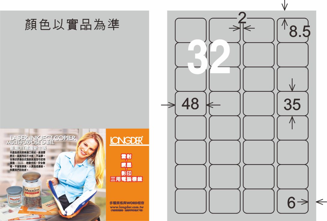 龍德 LD-863-S-C A4雷射影印標籤 銀色 / 包