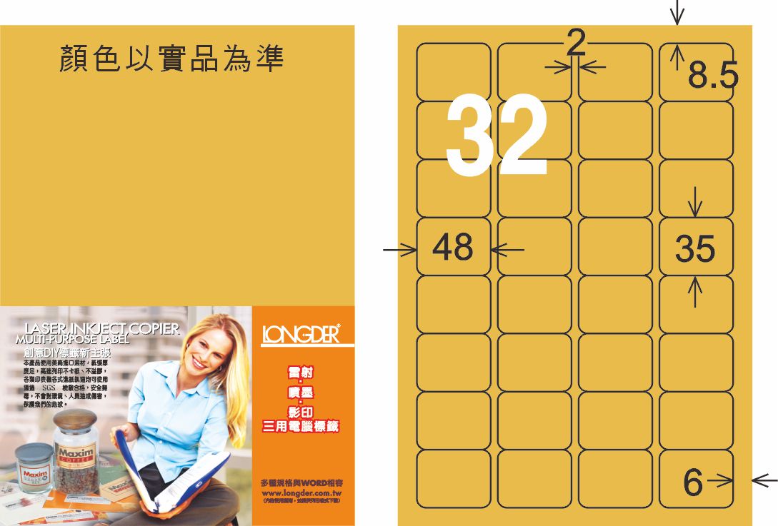 龍德 LD-863-M-C A4雷射影印標籤 金色 / 包