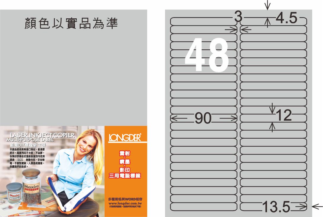 龍德 LD-869-S-C A4雷射影印標籤 銀色 / 包