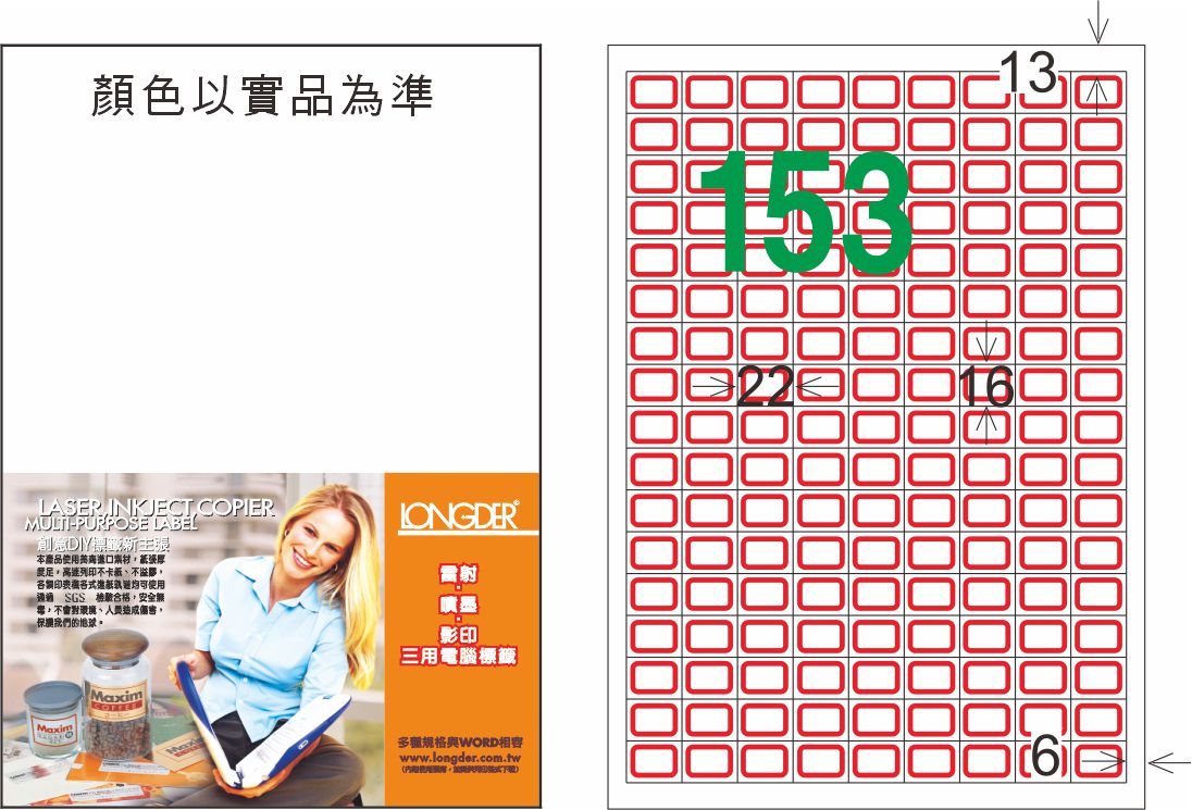 龍德 LD-871-J-C A4三用電腦標籤 紅框 / 包