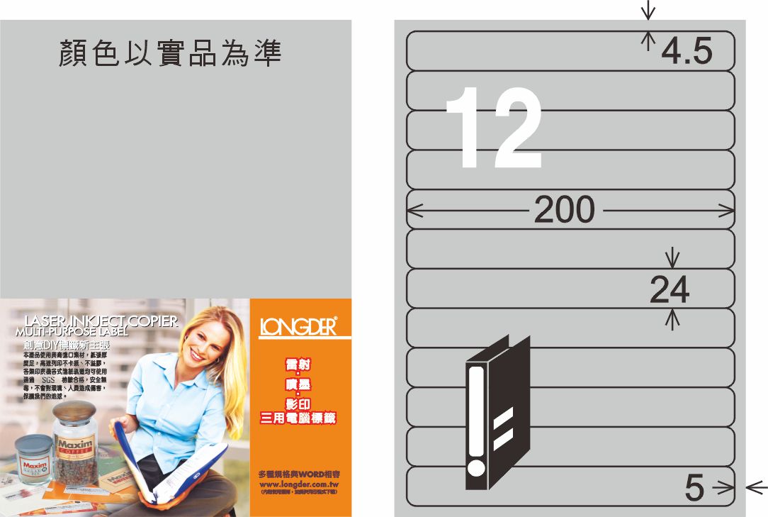 龍德 LD-864-S-C A4雷射影印標籤 銀色 / 包