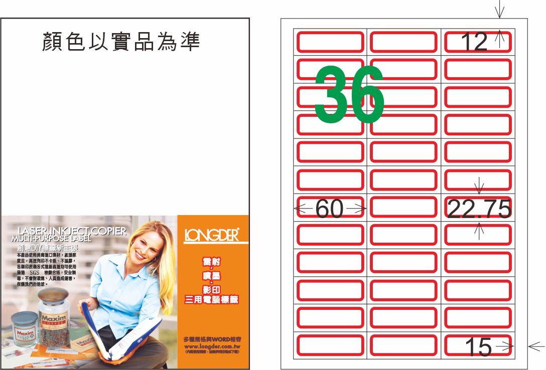 龍德 LD-874-J-C A4三用電腦標籤 紅框 / 包