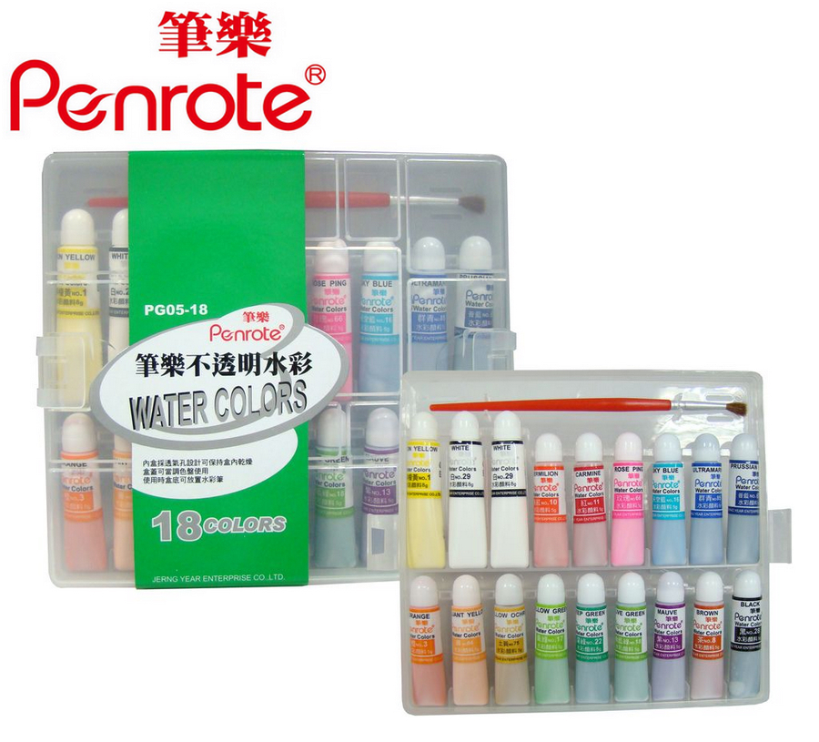 {振昌文具}【筆樂PENROTE】(請先來電詢問存貨)18色不透明水彩(5cc) 盒 PG05-18
