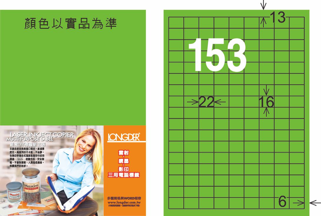 龍德 LD-871-FG-C A4雷射影印標籤 螢光綠 / 包