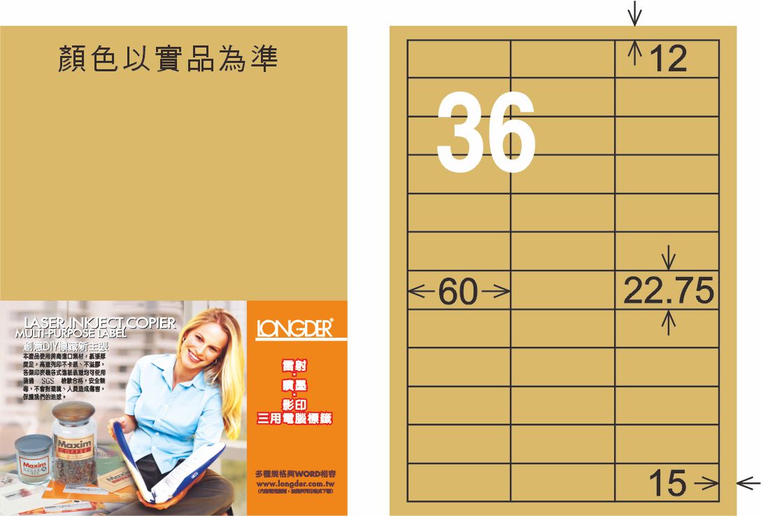 龍德 LD-874-C-C A4三用電腦標籤 牛皮紙 / 包