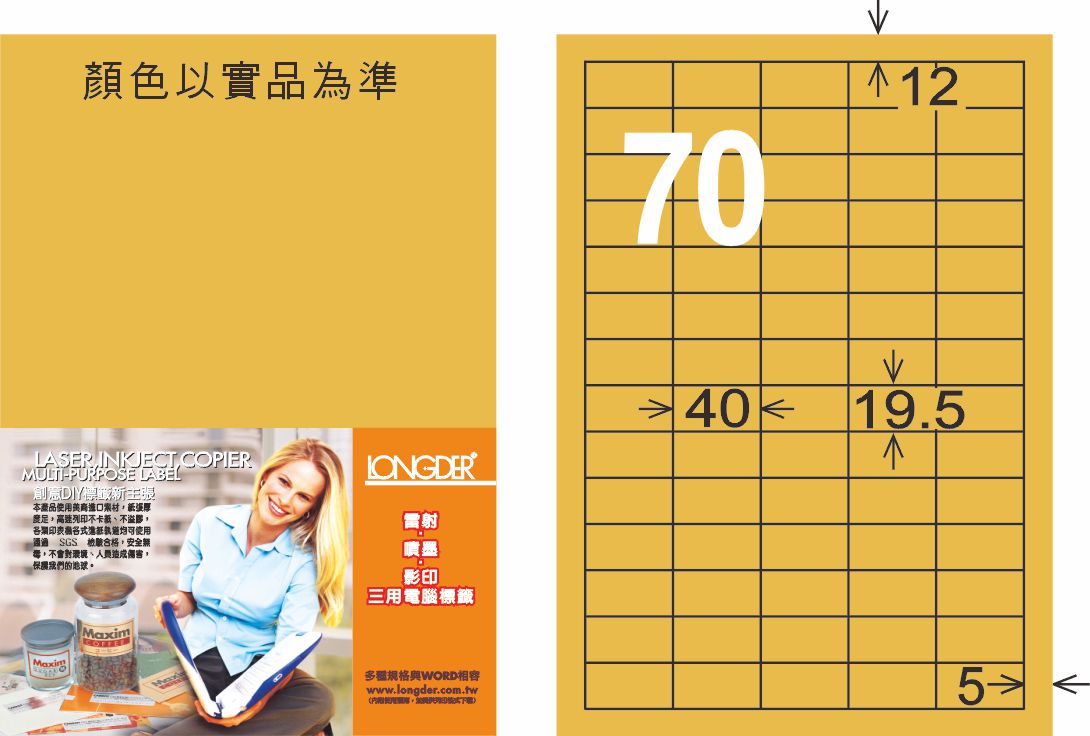龍德 LD-878-M-C A4雷射影印標籤 金色 / 包