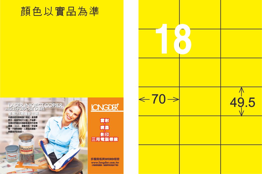 龍德 LD-875-AY-C A4雷射影印標籤 黃銅版 / 包