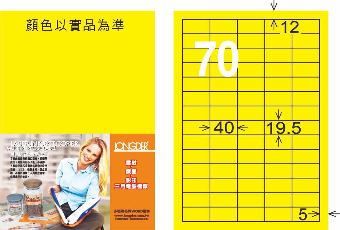 龍德 LD-878-AY-C A4雷射影印標籤 黃銅版 / 包