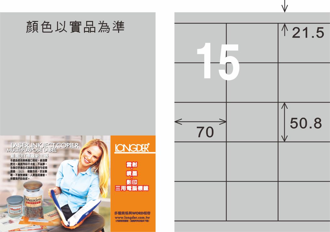 龍德 LD-883-S-C A4雷射影印標籤 銀色 / 包