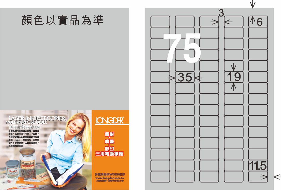龍德 LD-882-S-C A4雷射影印標籤 銀色 / 包