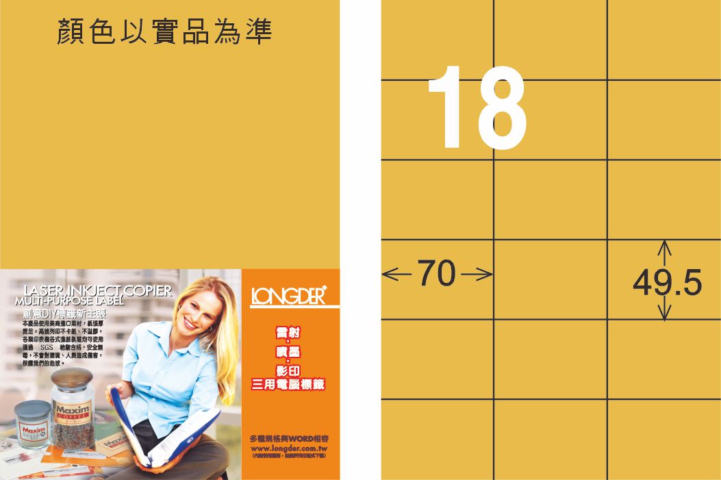 龍德 LD-875-M-C A4雷射影印標籤 金色 / 包