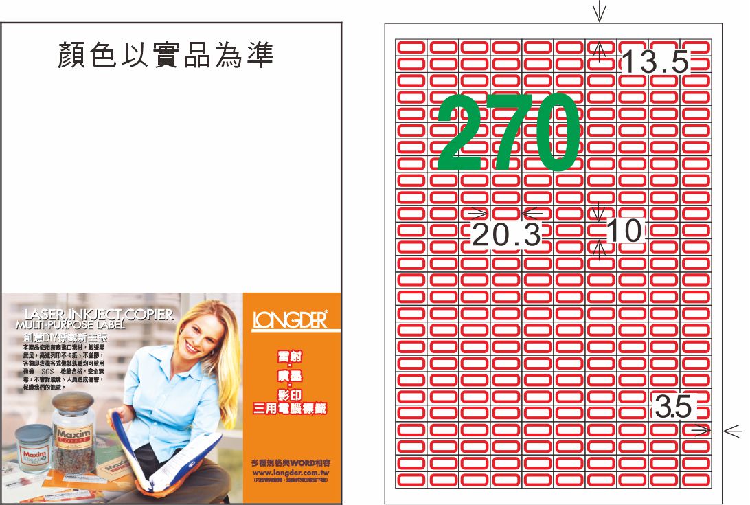 龍德 LD-881-J-C A4三用電腦標籤 紅框 / 包