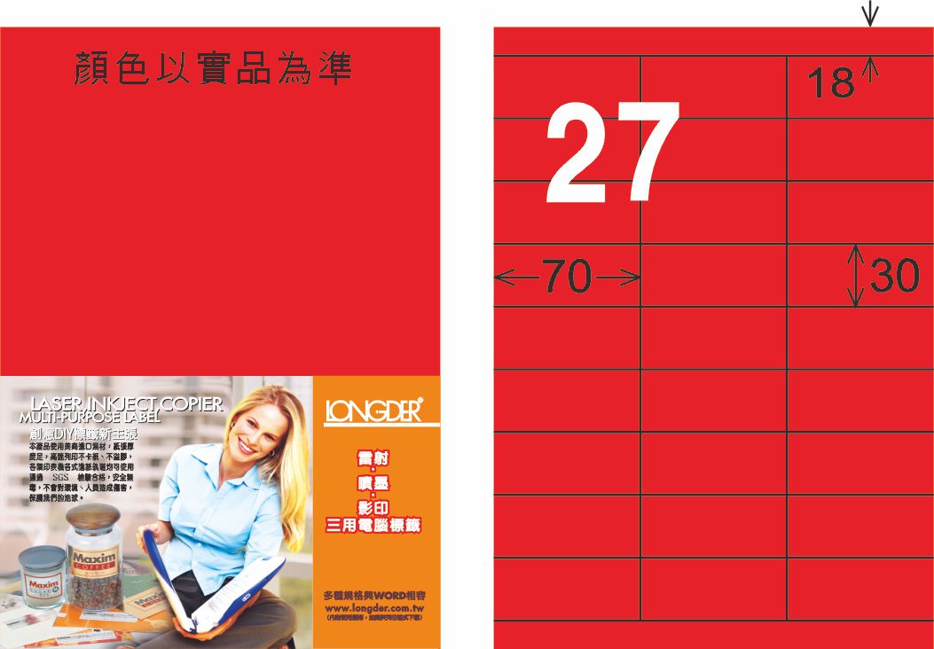 龍德 LD-876-AR-C A4雷射影印標籤 紅銅版 / 包
