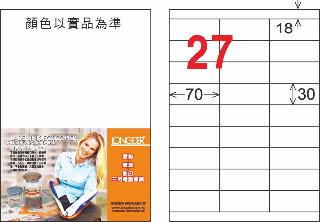 龍德 LD-876-TI-C A4透明三用標籤(可列印) / 包