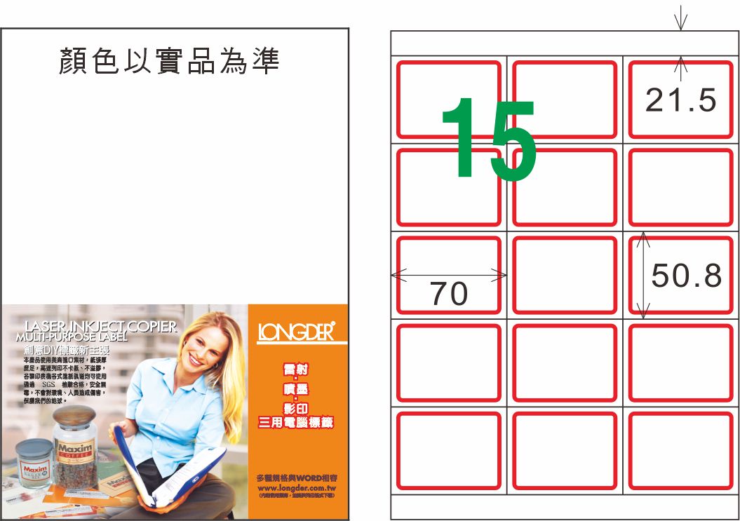 龍德 LD-883-J-C A4三用電腦標籤 紅框 / 包