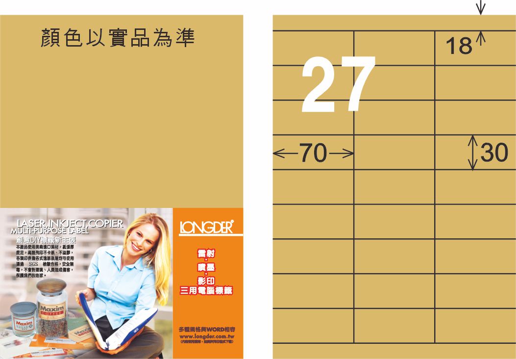 龍德 LD-876-C-C A4三用電腦標籤 牛皮紙 / 包