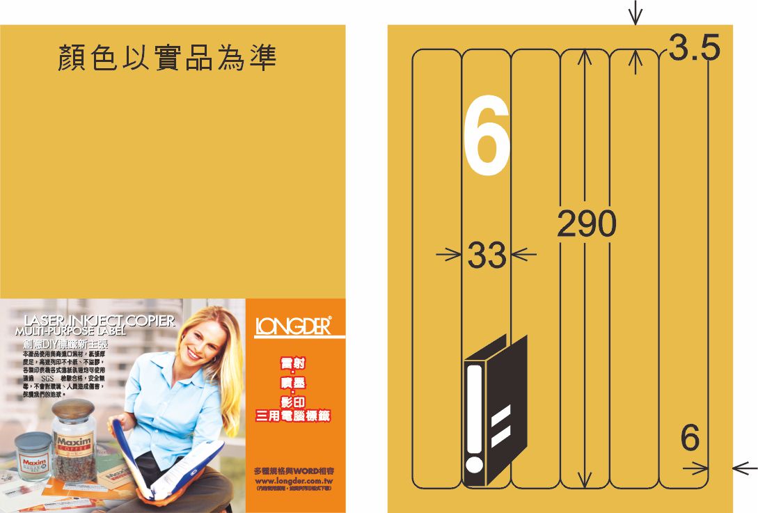 龍德 LD-880-M-C A4雷射影印標籤 金色 / 包