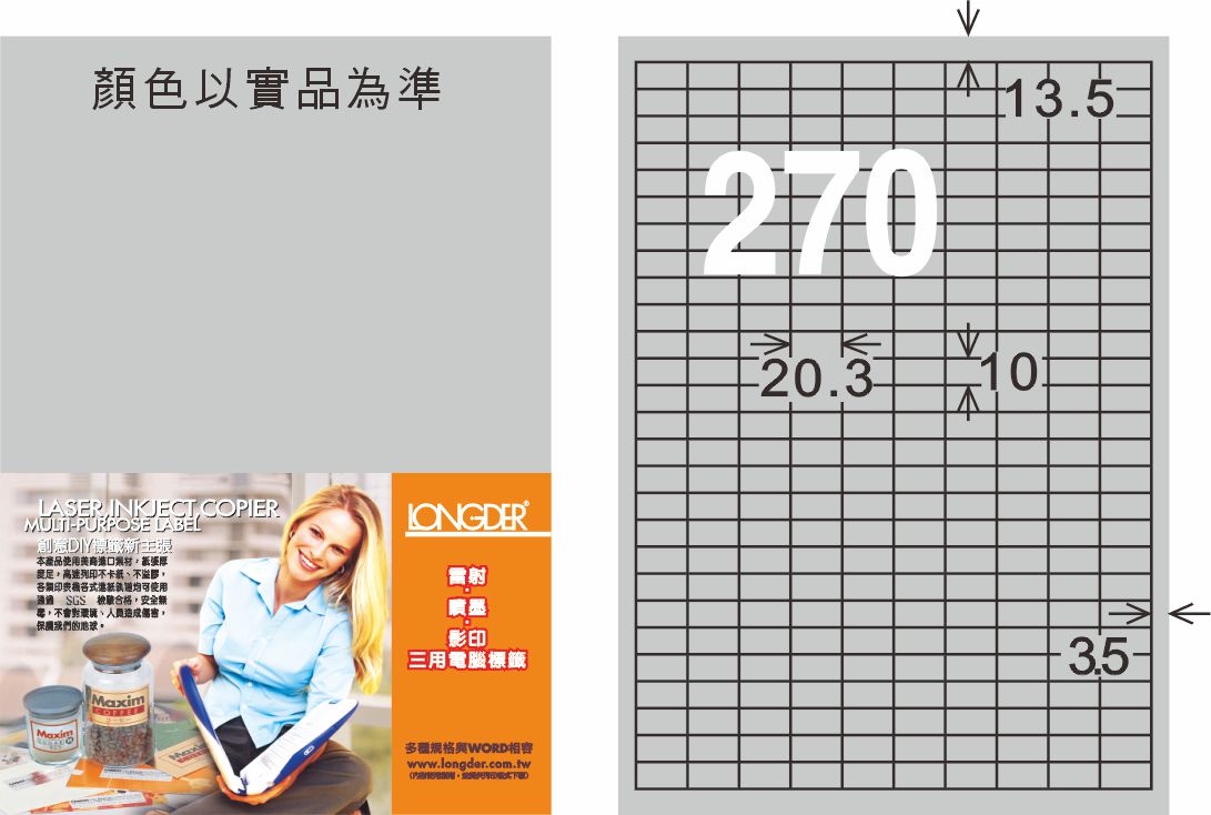 龍德 LD-881-S-C A4雷射影印標籤 銀色 / 包