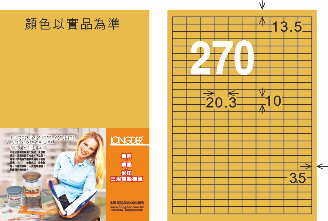 龍德 LD-881-M-C A4雷射影印標籤 金色 / 包