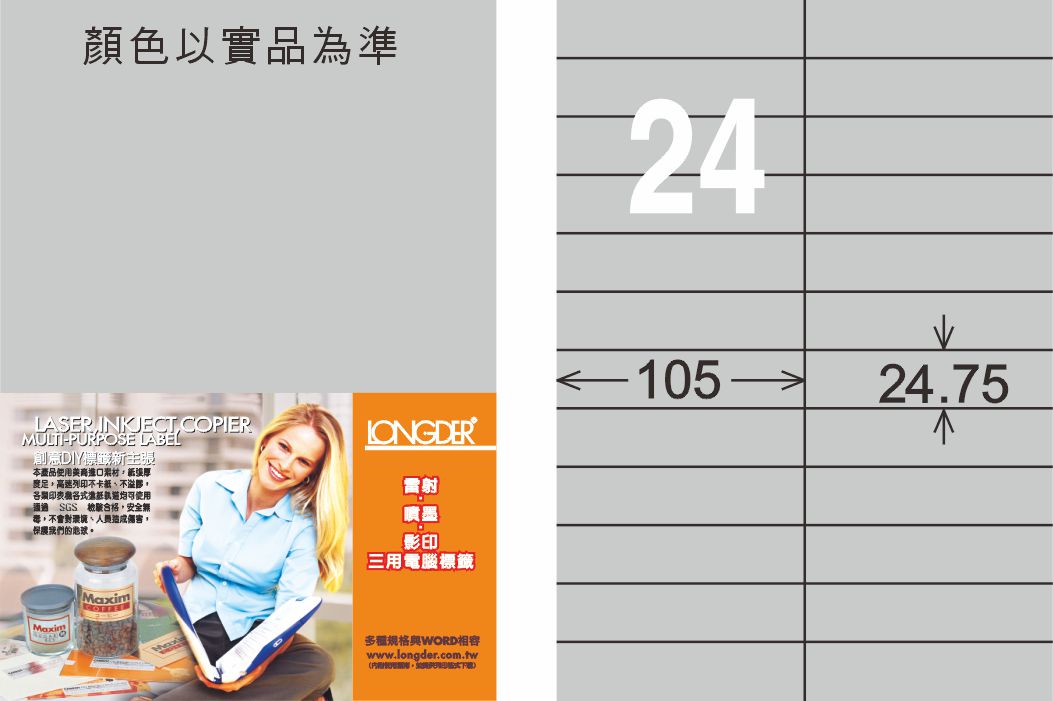 龍德 LD-884-S-C A4雷射影印標籤 銀色 / 包