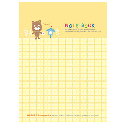 美加美 AF1080 16K平裝筆記小熊-格紋黃 10本 /包