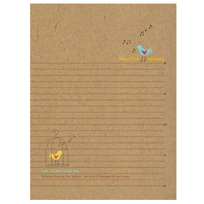 美加美 AO1013 牛皮筆記25K橫線加厚-小鳥 5本/包