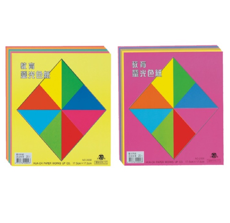 【天燕】 台灣製 螢光色紙  10張 /只  20只/包  (NO.2008)(圖案隨機出貨)