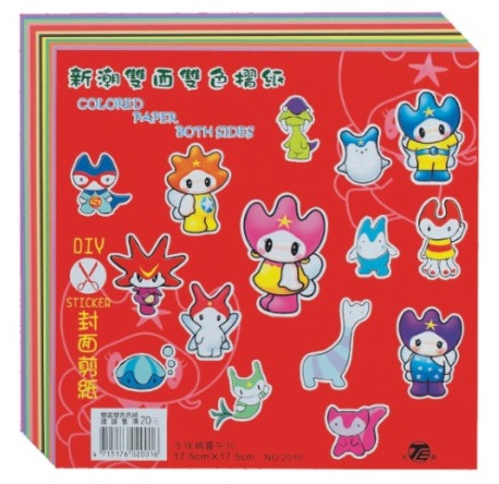 【天燕】 台灣製  雙色色紙 12張 /只       20只/包       (NO.2010) 圖案隨機出貨