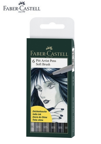 【Faber-Castell】167806 PITT藝術筆SB灰色系 6入 /盒