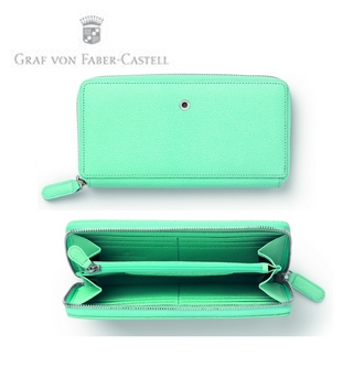 【Graf Von Faber-Castell】伯爵經典-壓紋女用長夾 綠松石 V118918  /個