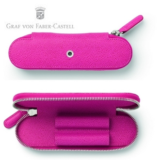 【Graf Von Faber-Castell】2支入拉鍊式筆套 螢光粉壓紋 V118877  /個