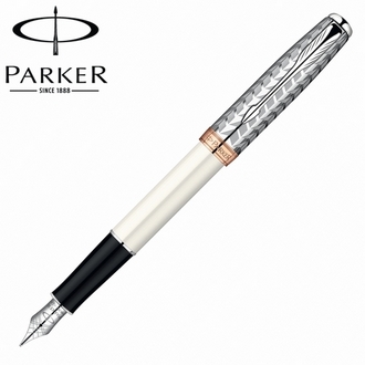 【派克 PARKER】(請先來電詢問存貨)商籟系列 羽絨白夾 鋼筆 18K 筆尖F  P0947310 /支