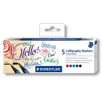 【施德樓】MS3002-C5 雙平頭書法筆5色入 / 盒