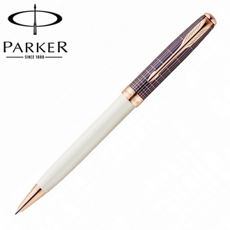 【派克 PARKER】(請先來電詢問存貨)商籟系列 白桿格紋玫瑰金夾 原子筆 P1930641 /支
