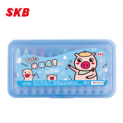 SKB 12色可水洗旋轉蠟筆 OL-1501 / 盒