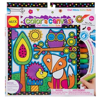 {振昌文具}【請先來電洽詢庫存】【美國ALEX】361W  兒童著色畫布-貓頭鷹 /組