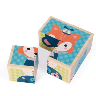 {振昌文具}【請先來電洽詢庫存】【法國Janod】木製六面拼-森林朋友 J08000 /組